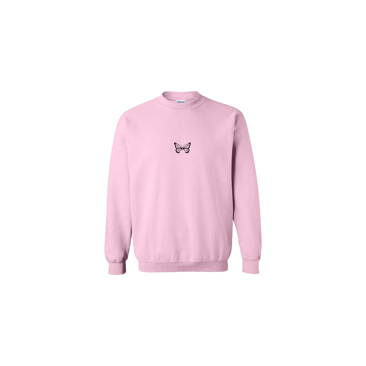 Butterfly Embroidered Light Pink Crewneck - Mental Health Awareness Clothing