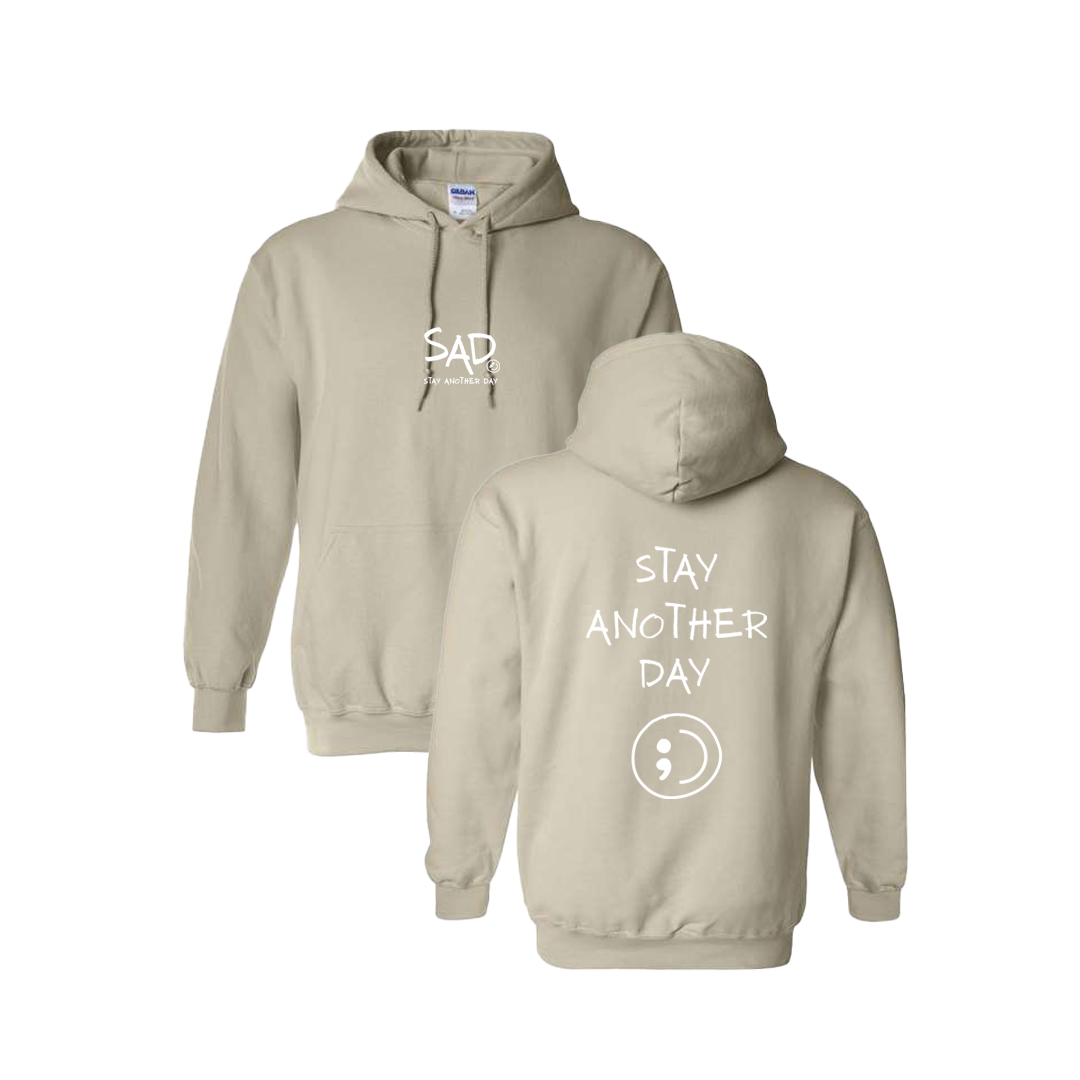 Stay Another Day Screen Printed Beige Hoodie - Mental Health Awareness Clothing