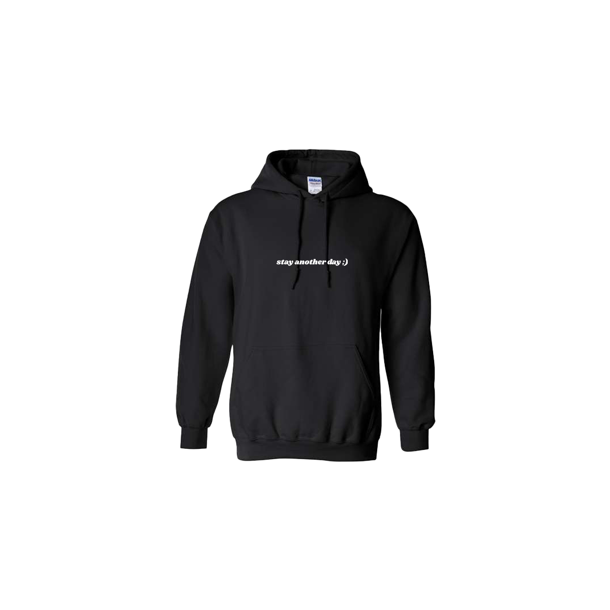 Stay Another Day Embroidered Black Hoodie - Mental Health Awareness Clothing