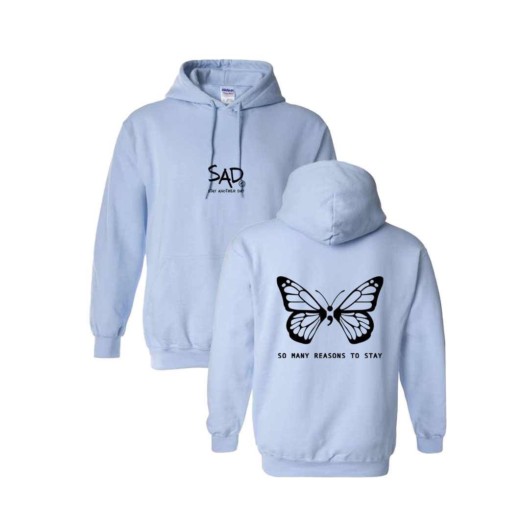 Light blue hoodie with butterfly deals