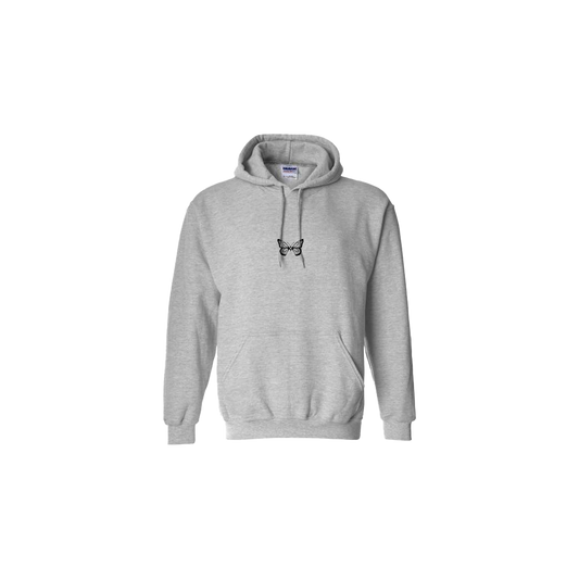 Butterfly Embroidered Grey Hoodie - Mental Health Awareness Clothing