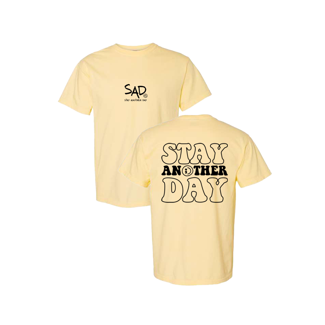 Stay Another Day Bubble Screen Printed Yellow T-shirt Mental
