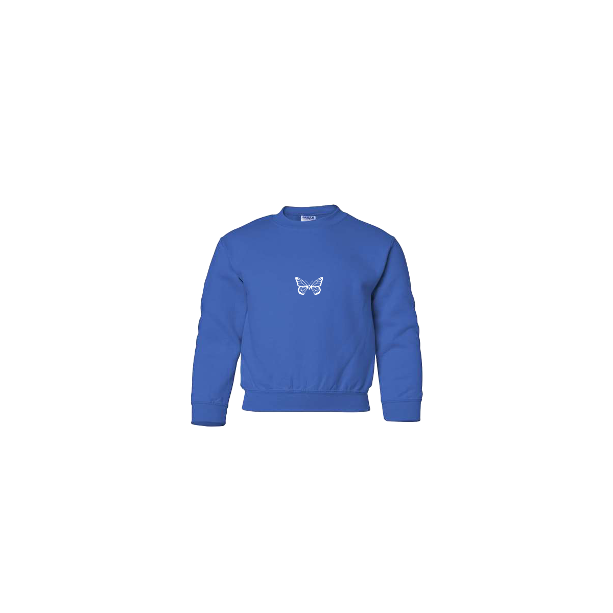 Butterfly Embroidered Royal Blue Youth Crewneck