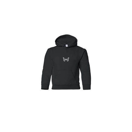 Butterfly Embroidered Black Youth Hoodie