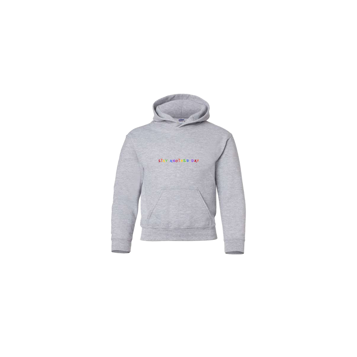 Stay Another Day Rainbow Embroidered Grey Youth Hoodie