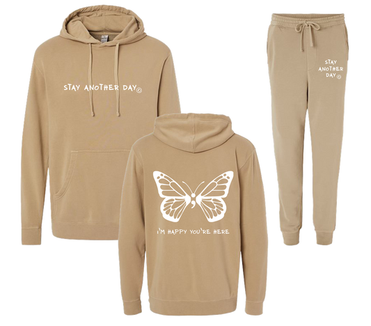 Stay Another Day Beige Sweatsuit