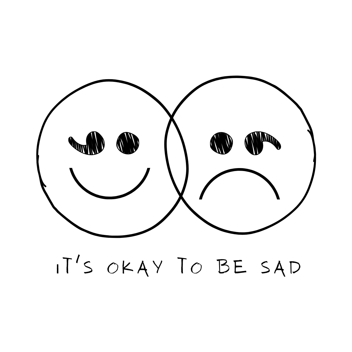 It's Okay To Be Sad Double Smiley Face Embroidered