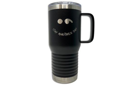 20oz with Handle - Stay Another Day Smiley Engraved Tumbler