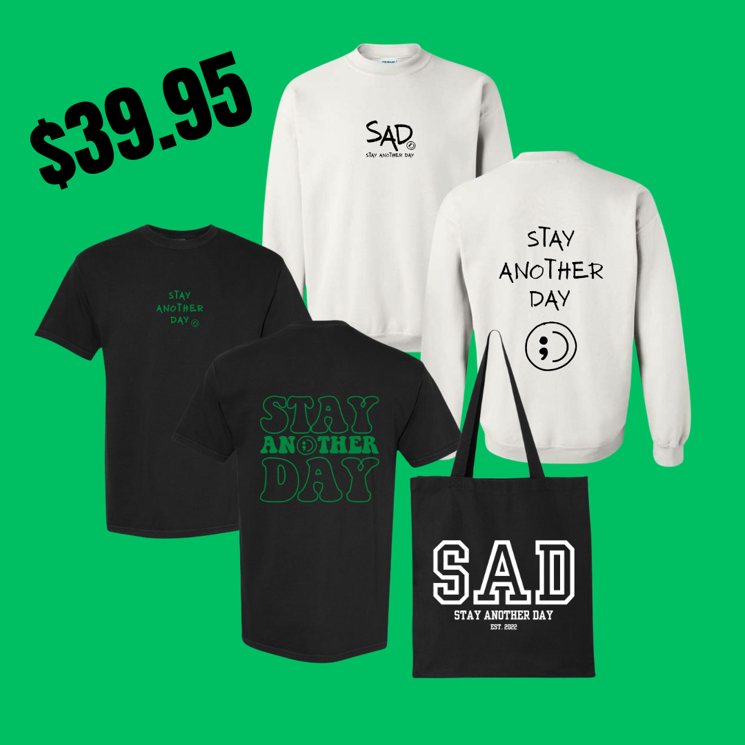 2024 Holiday Bundle- White Crewneck Sweatshirt, Black Tshirt, and Black Tote bag!