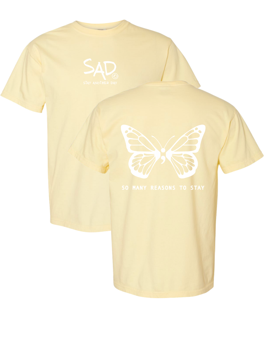 SUMMER DROP So Many Reasons To Stay Butterfly Screen Printed T-shirt
