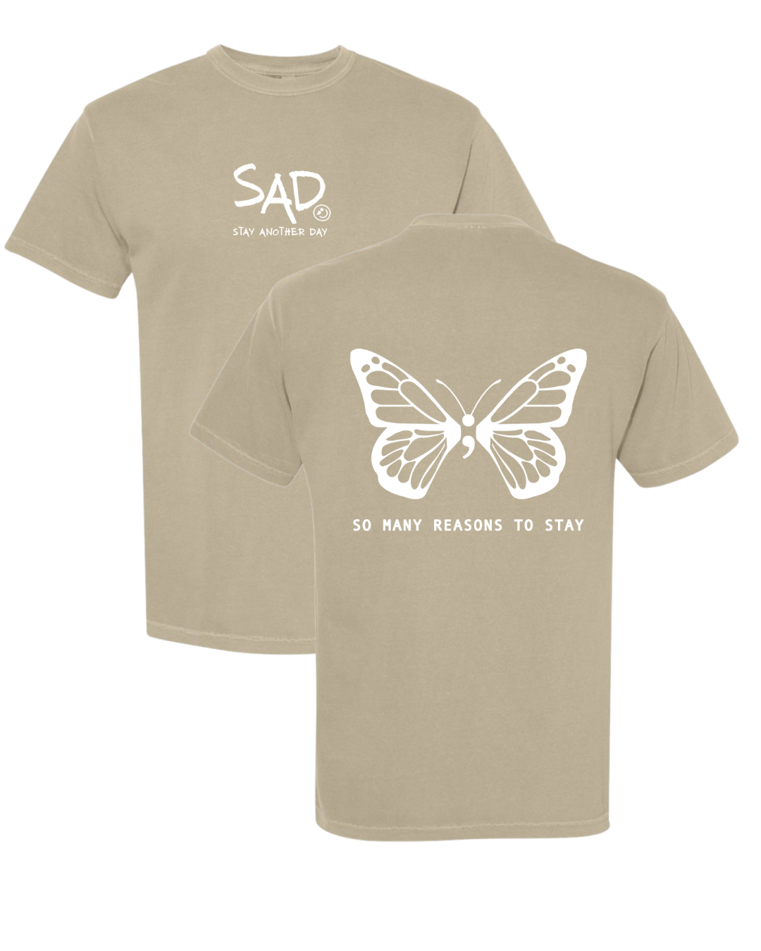 SUMMER DROP So Many Reasons To Stay Butterfly Screen Printed T-shirt