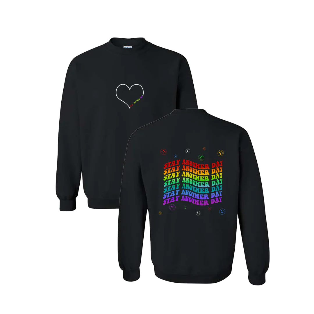 Stay Another Day Layered Rainbow Screen Printed Crewneck