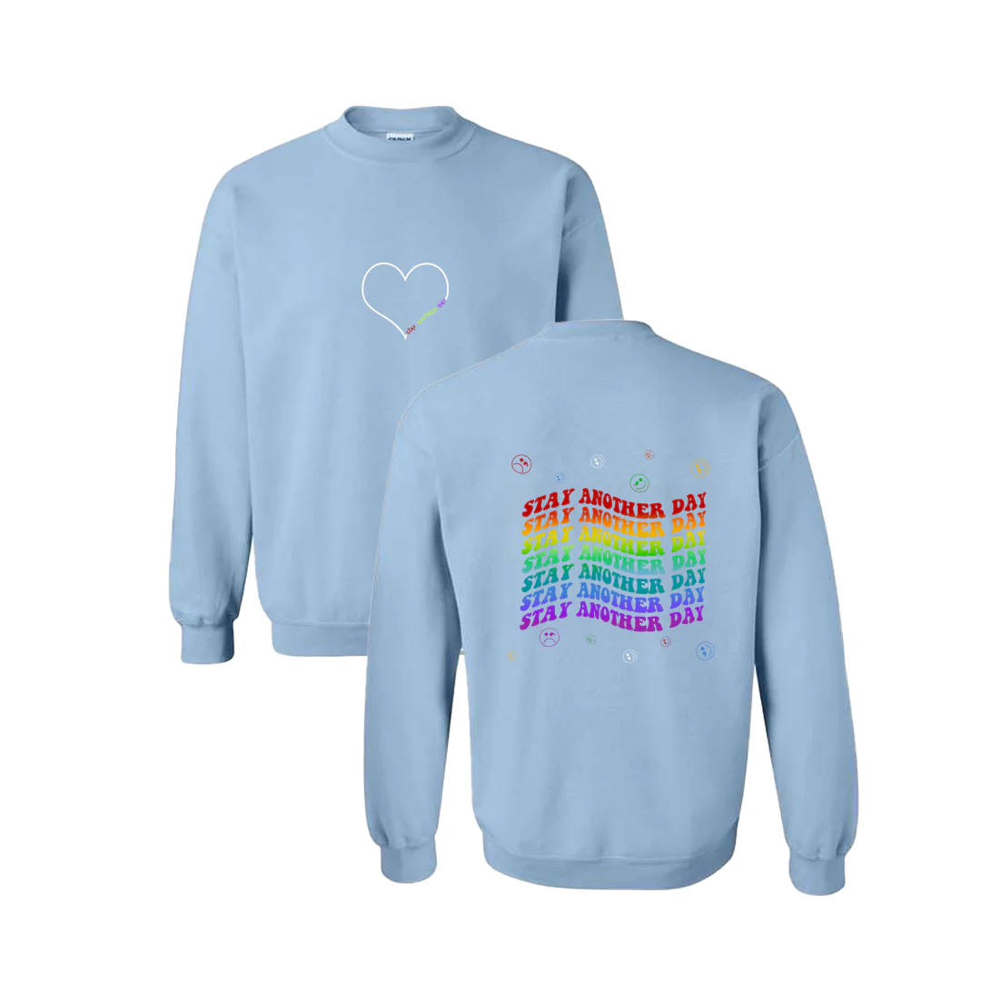 Stay Another Day Layered Rainbow Screen Printed Crewneck