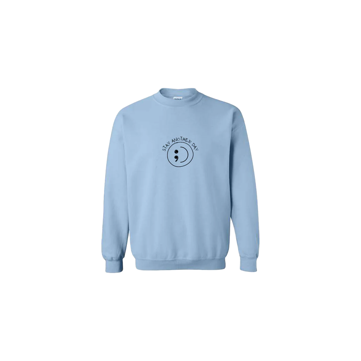 Stay Another Day Smiley Face Embroidered Crewneck