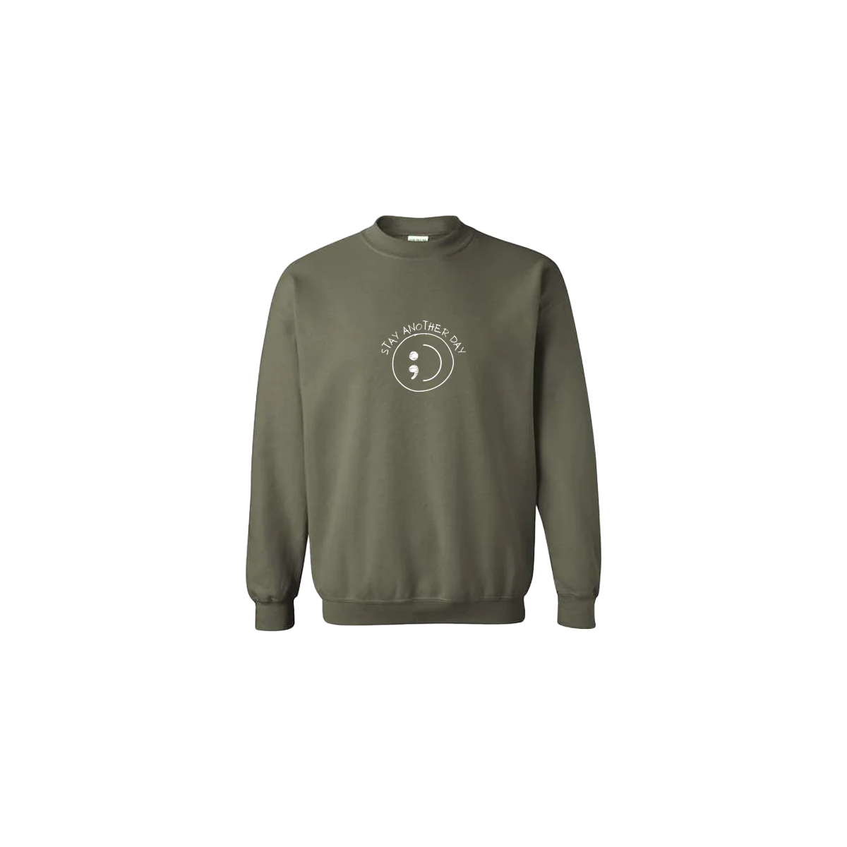 Stay Another Day Smiley Face Embroidered Crewneck