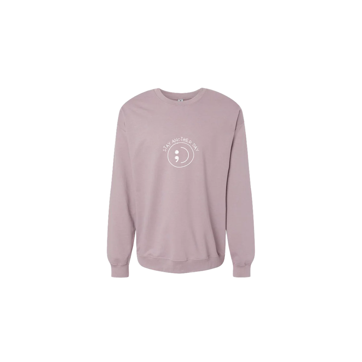 Stay Another Day Smiley Face Embroidered Crewneck