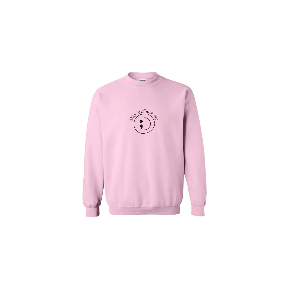 Stay Another Day Smiley Face Embroidered Crewneck