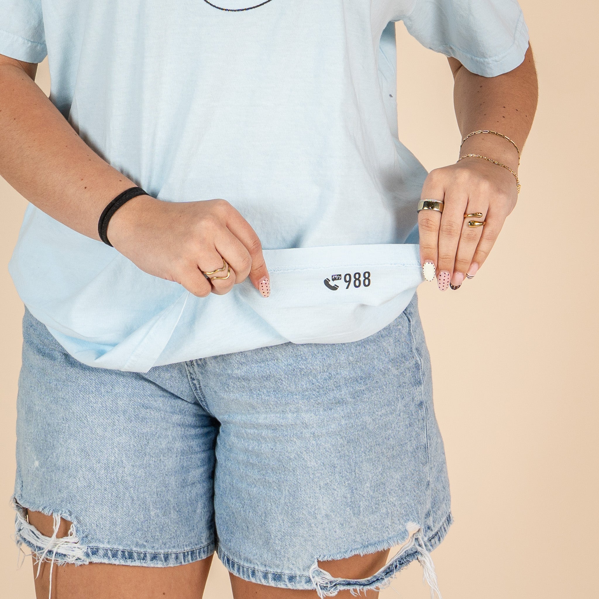 Stay Another Day Smiley Face Embroidered T-shirt