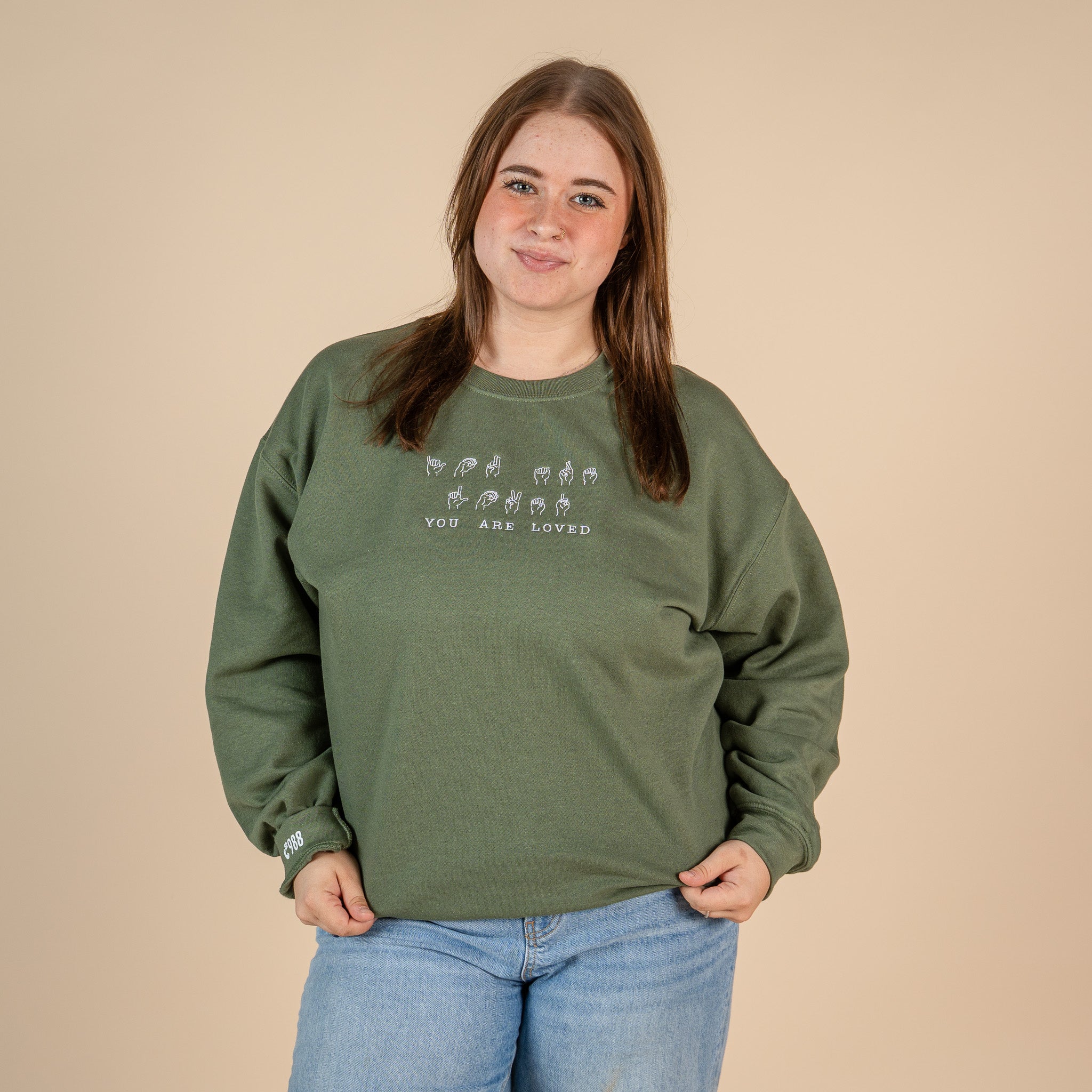You Are Loved Sign Language Embroidered Crewneck