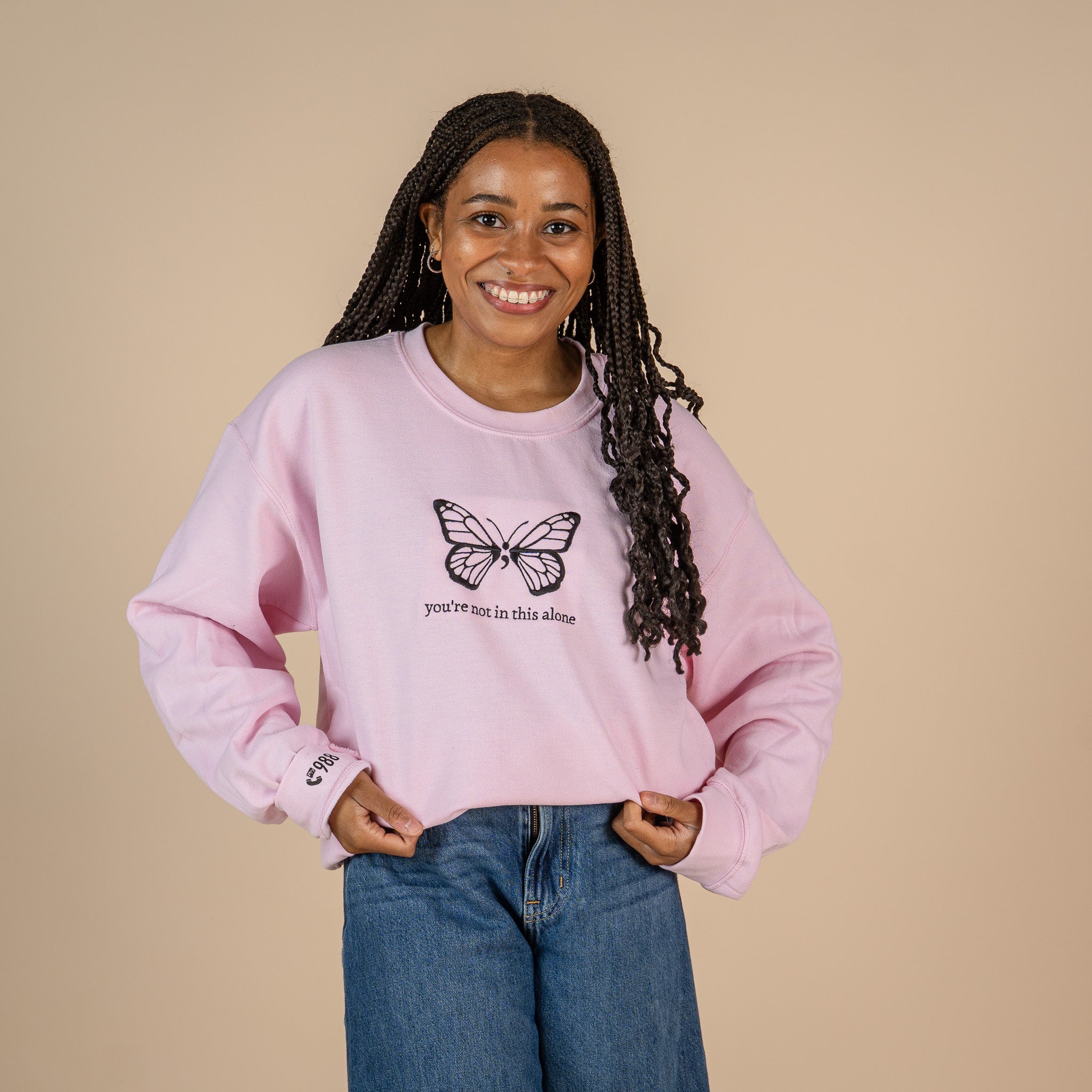 You're Not In This Alone Butterfly Embroidered Crewneck