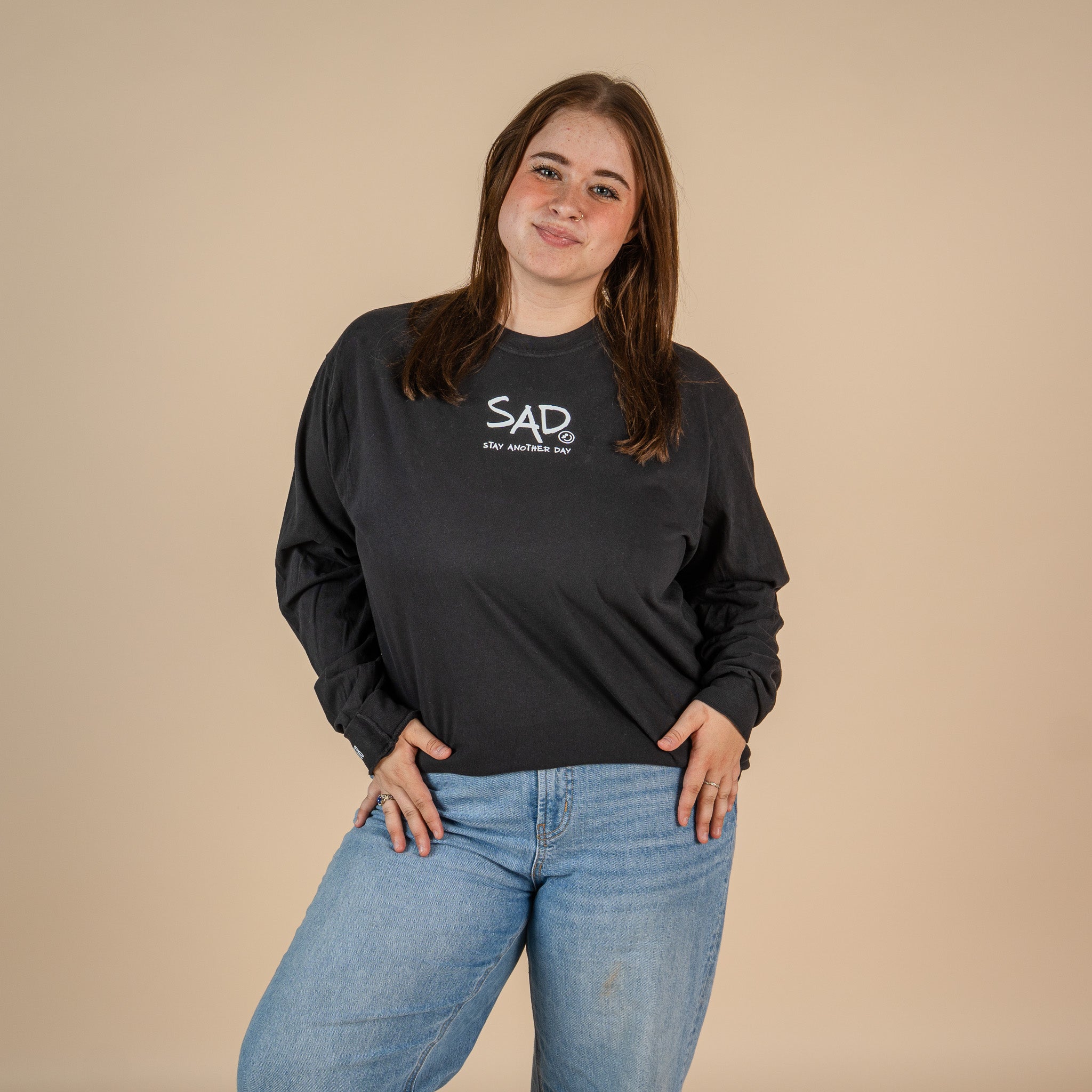 I'm Happy You're Here Screen Printed Long Sleeve