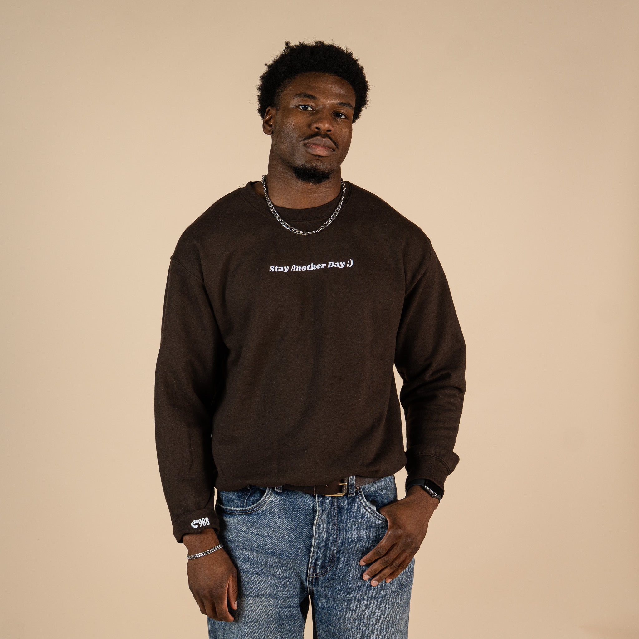 Stay Another Day Embroidered Crewneck