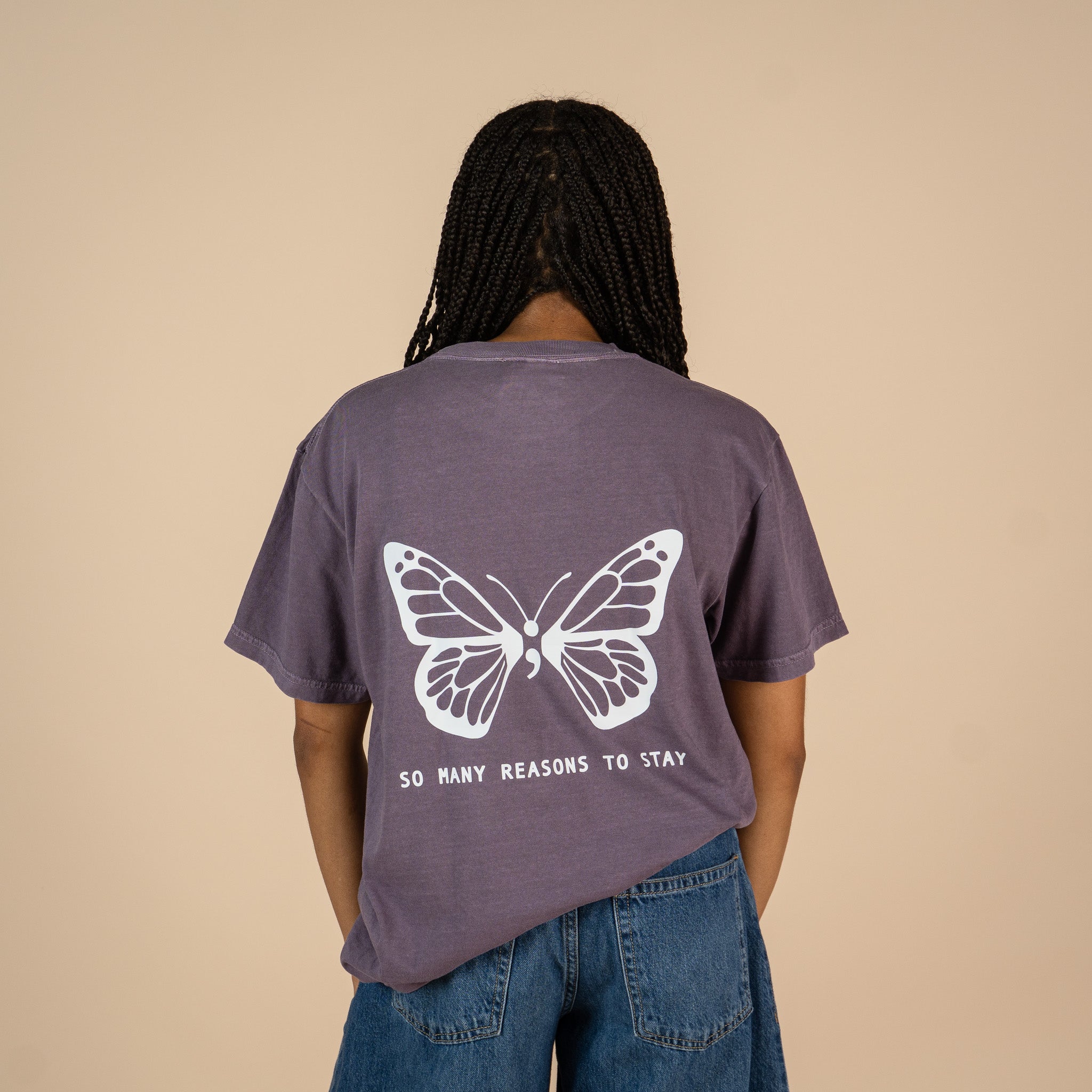 SUMMER DROP So Many Reasons To Stay Butterfly Screen Printed T-shirt