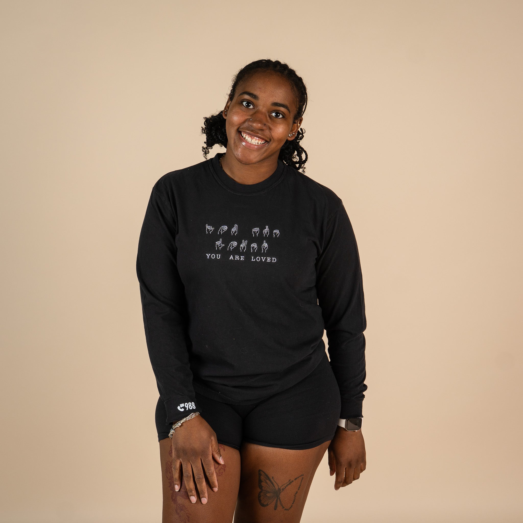 You Are Loved Sign Language Embroidered Long Sleeve T-shirt