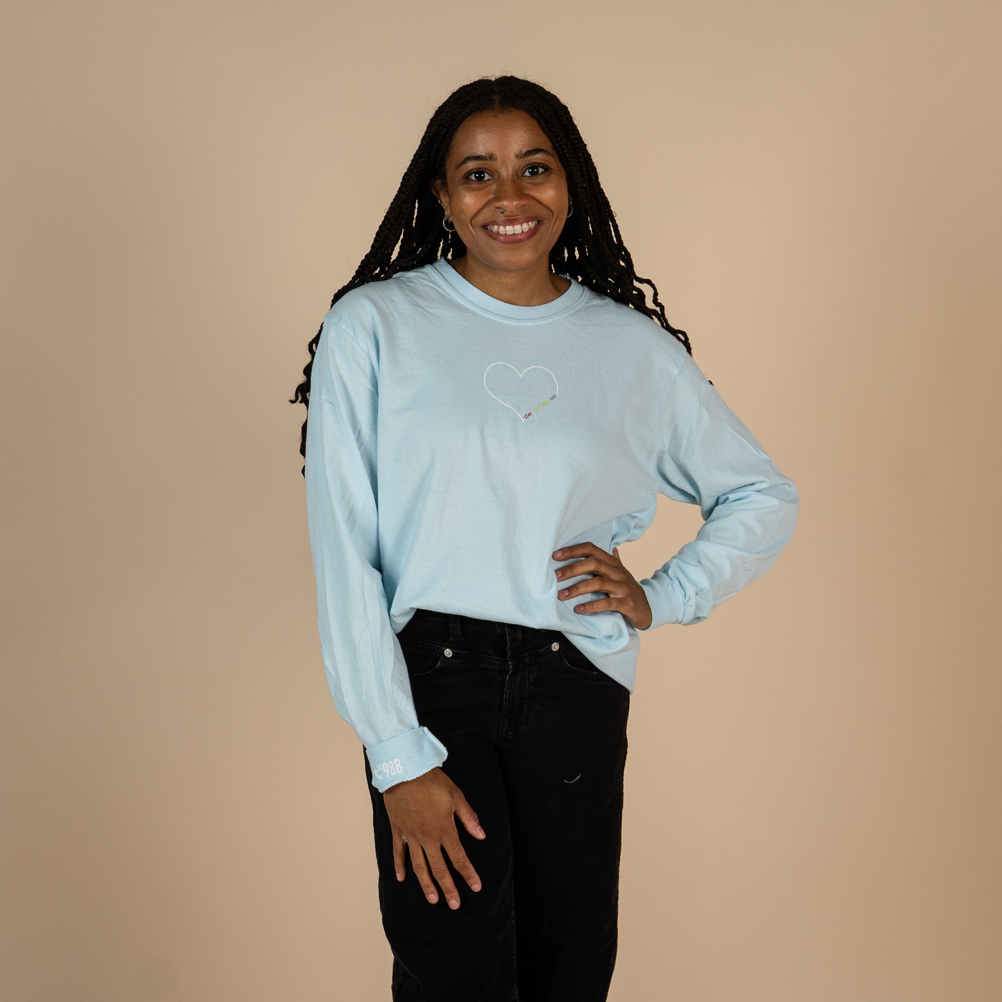 Stay Another Day Layered Rainbow Screen Printed Long Sleeve