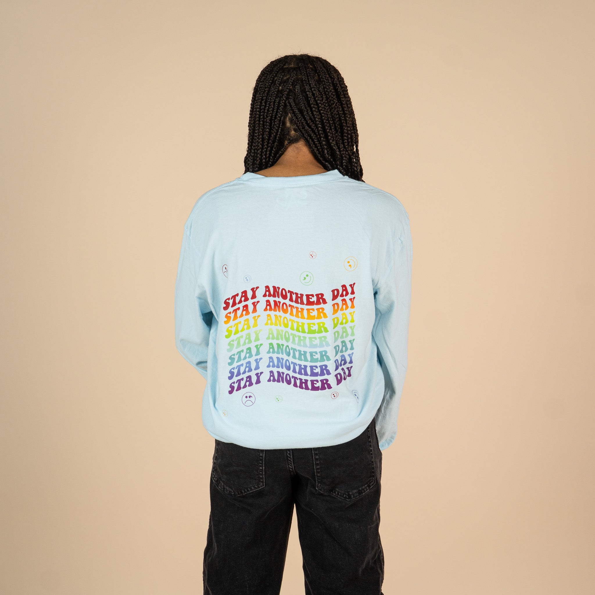 Stay Another Day Layered Rainbow Screen Printed Long Sleeve