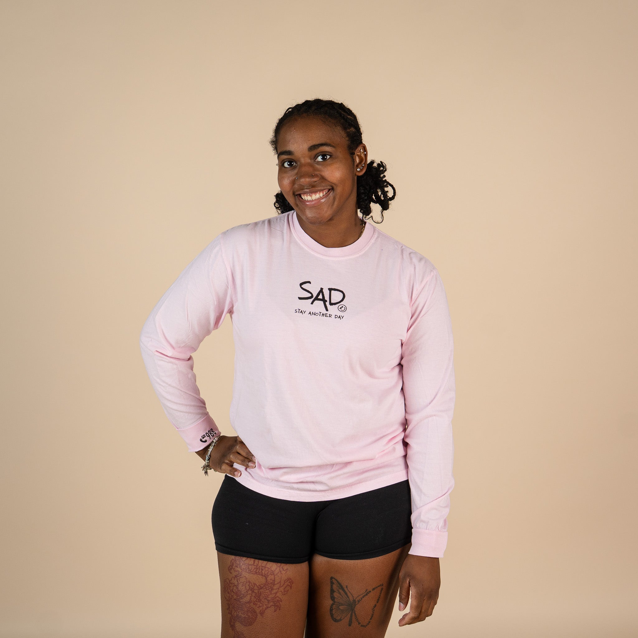 Stay Another Day Message Screen Printed Long Sleeve