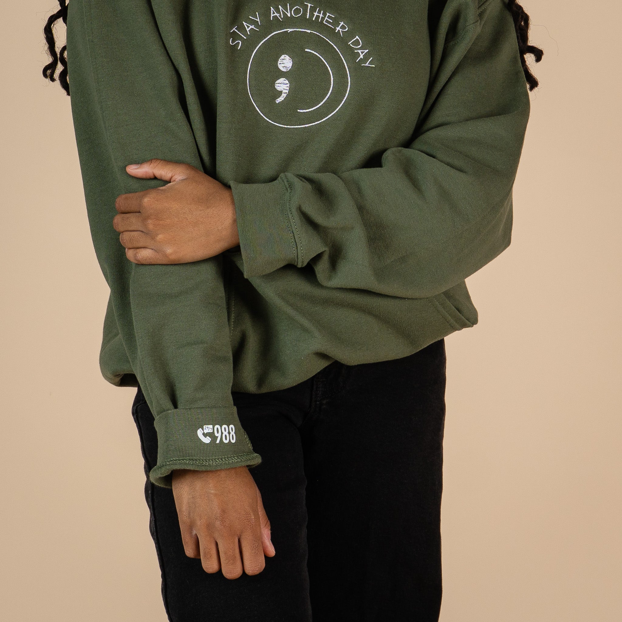 Stay Another Day Smiley Face Embroidered Hoodie