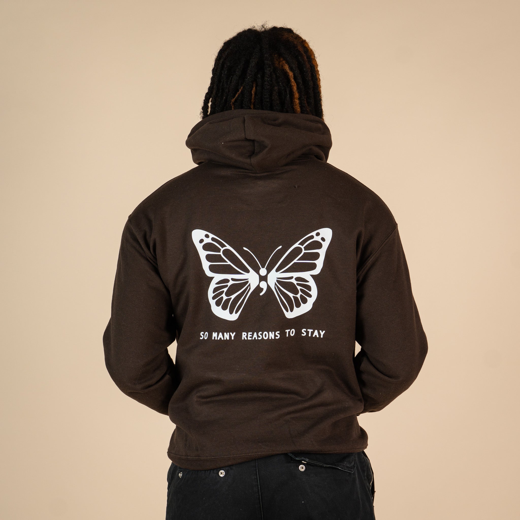 So Many Reasons To Stay Butterfly Screen Printed Hoodie