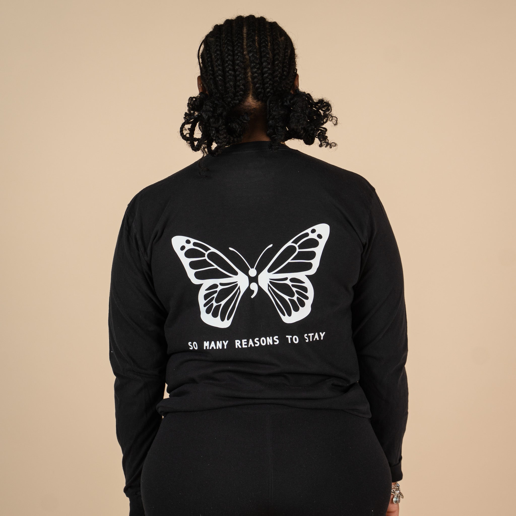 So Many Reasons To Stay Butterfly Screen Printed Long Sleeve