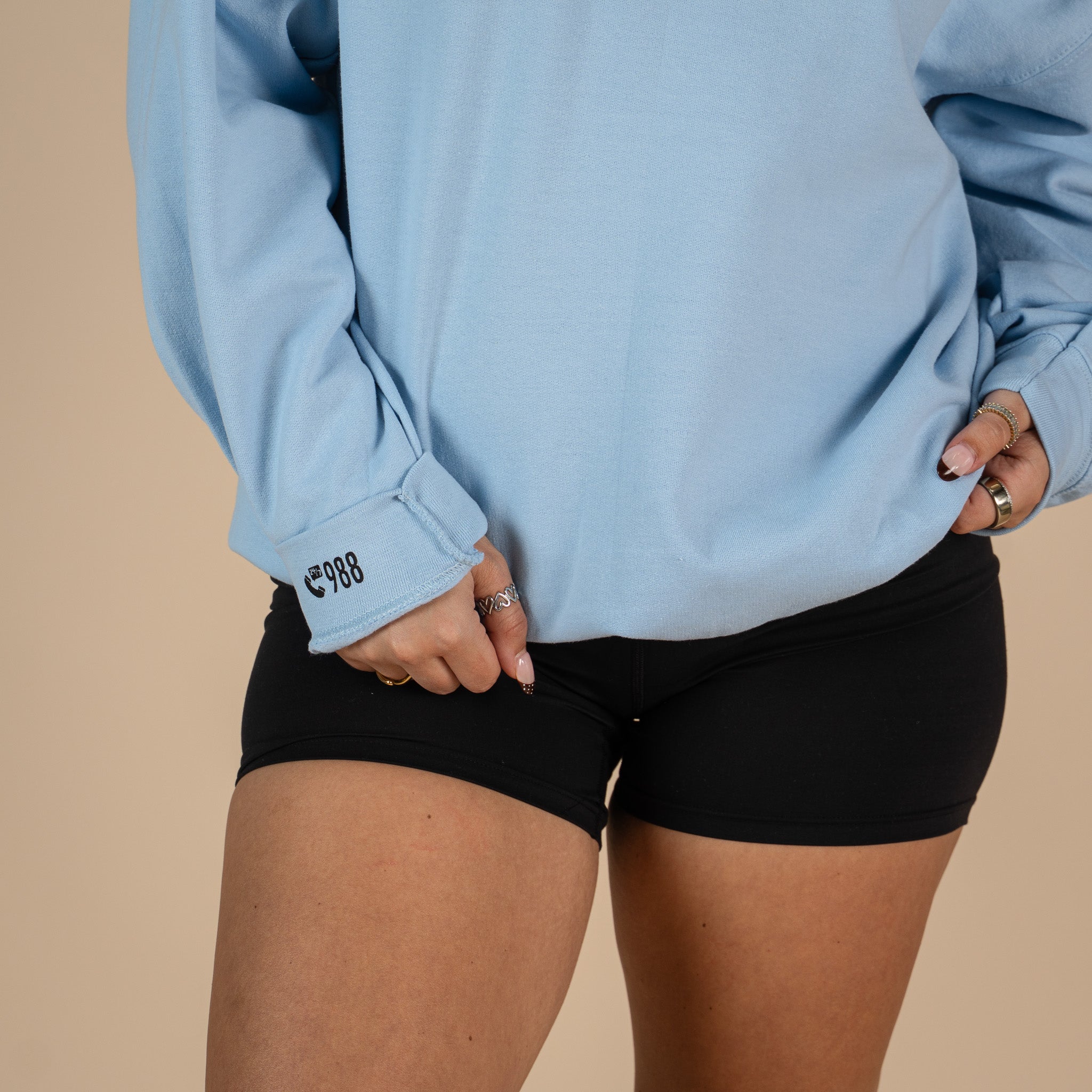 Stay Another Day Smiley Face Embroidered Crewneck