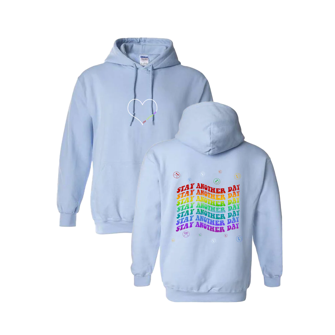 Stay Another Day Layered Rainbow Screen Printed Hoodie