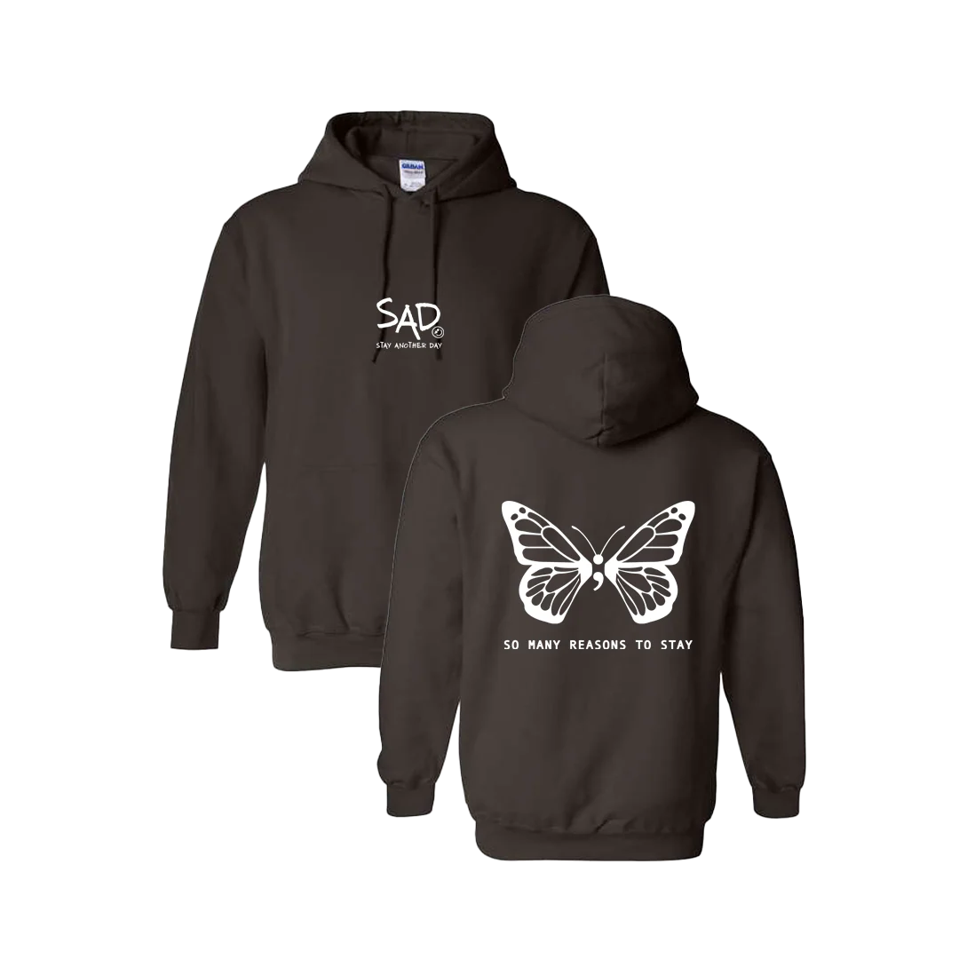 So Many Reasons To Stay Butterfly Screen Printed Hoodie