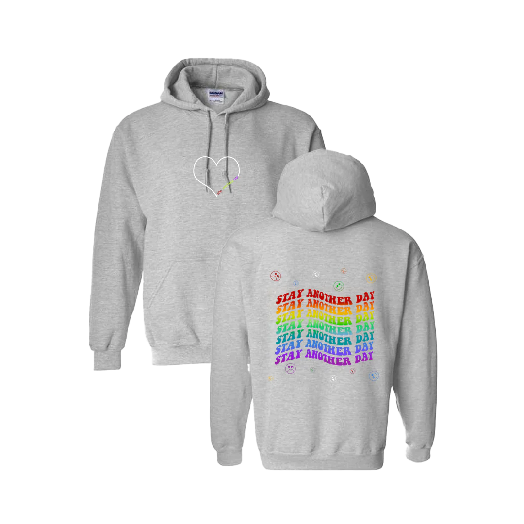 Stay Another Day Layered Rainbow Screen Printed Hoodie