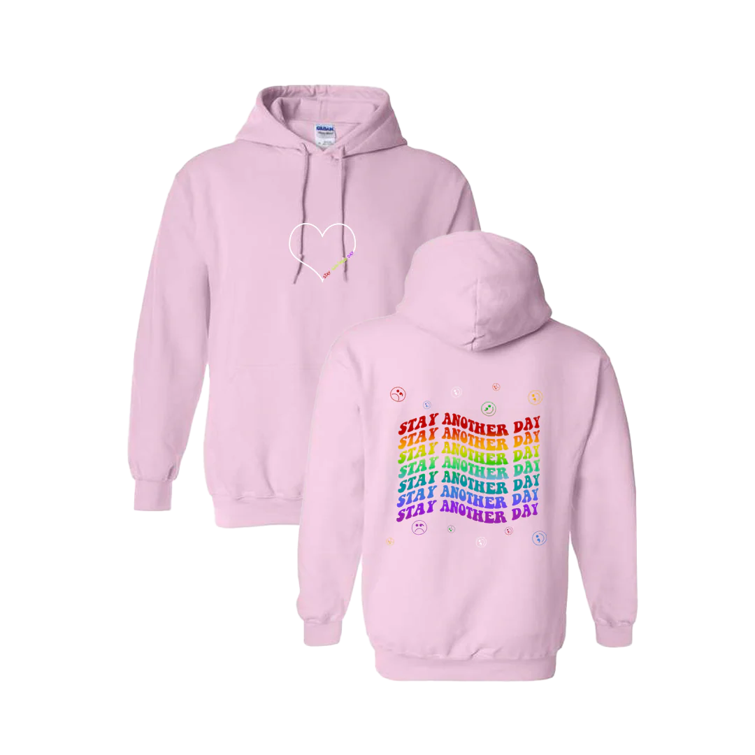 Stay Another Day Layered Rainbow Screen Printed Hoodie