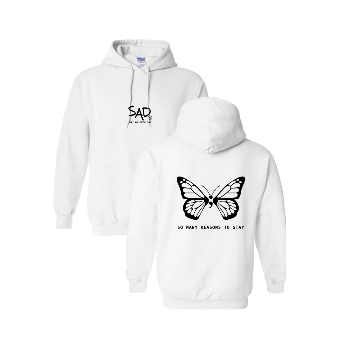 So Many Reasons To Stay Butterfly Screen Printed Hoodie