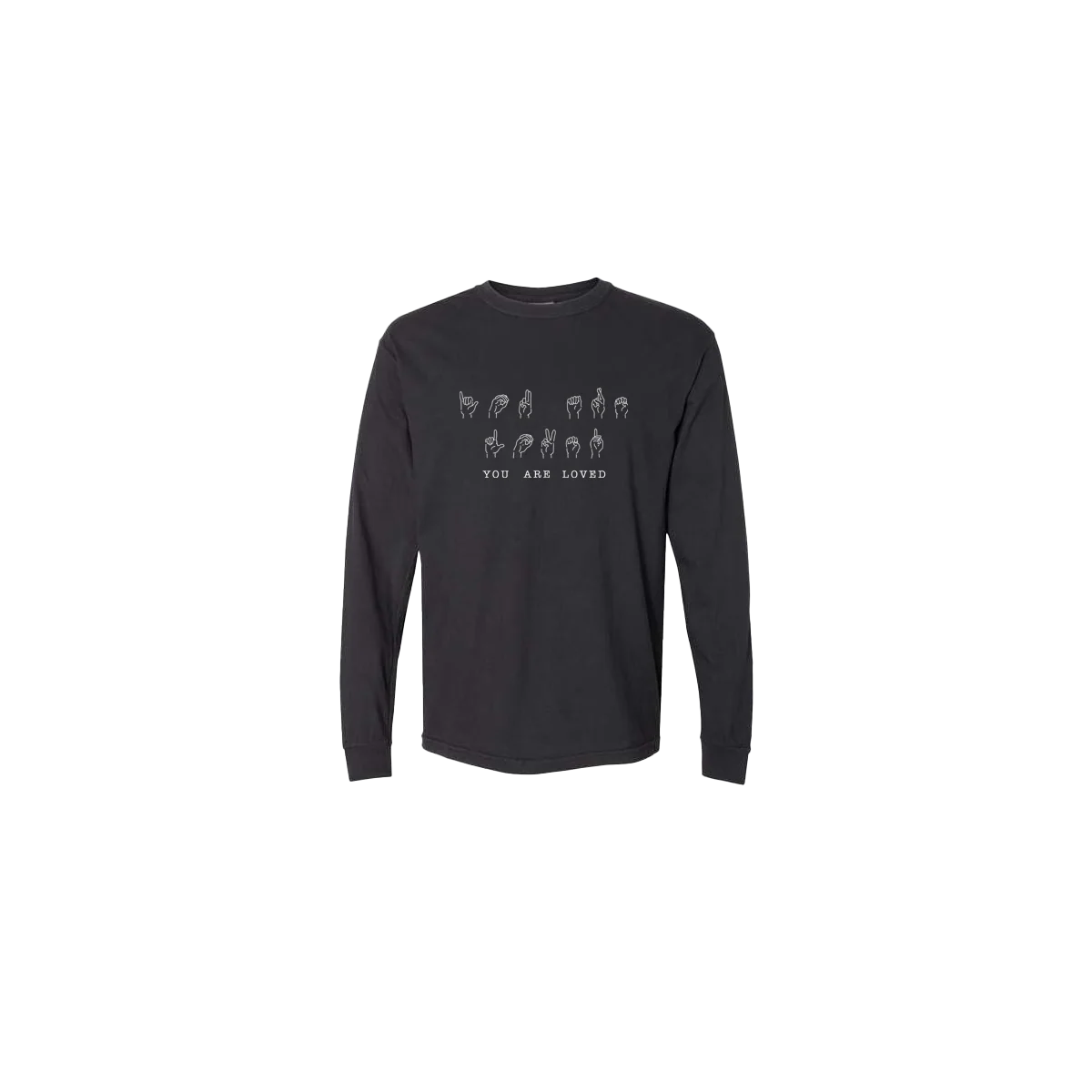You Are Loved Sign Language Embroidered Long Sleeve T-shirt