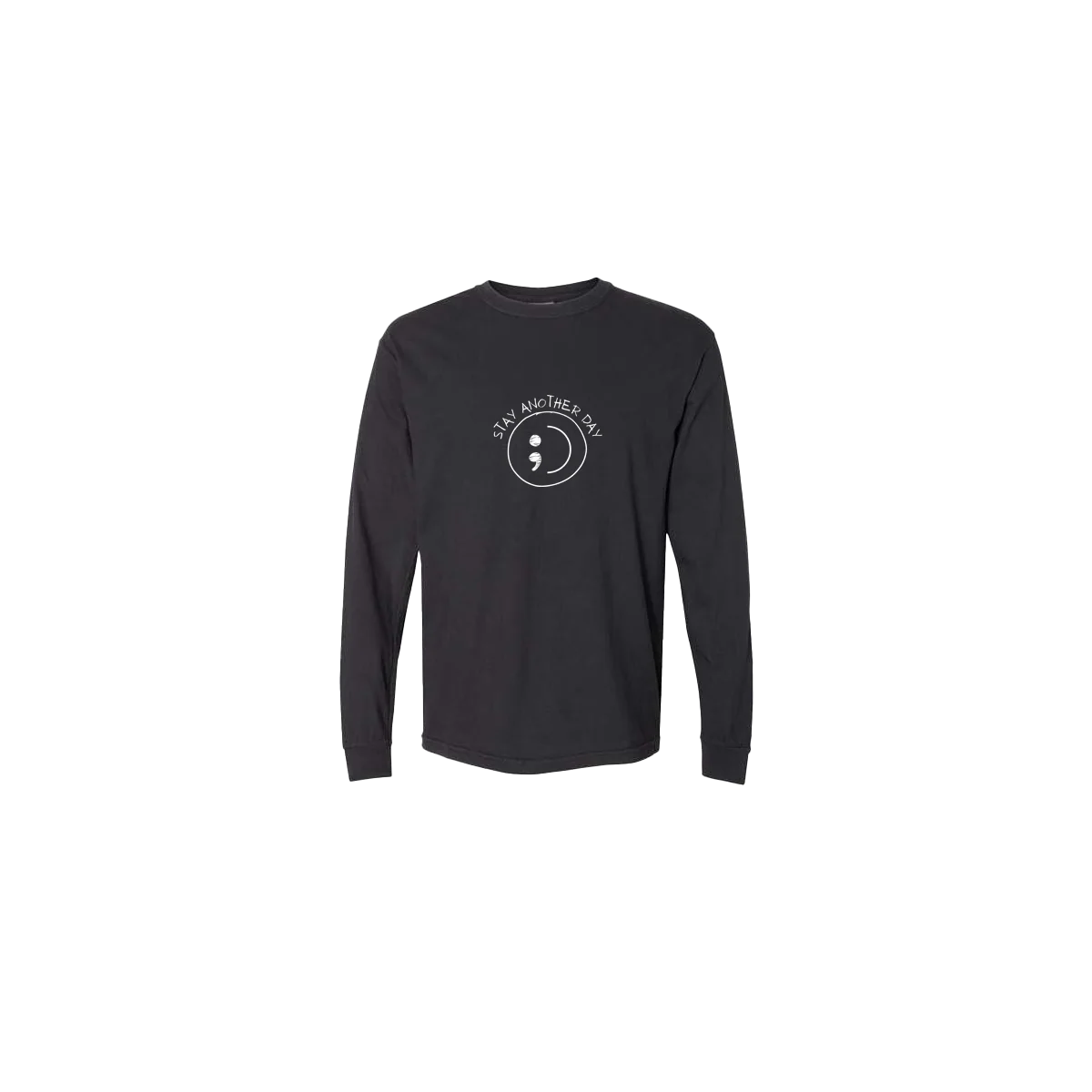 Stay Another Day Smiley Face Embroidered Long Sleeve T-shirt