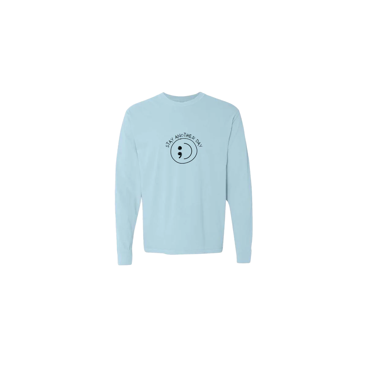 Stay Another Day Smiley Face Embroidered Long Sleeve T-shirt