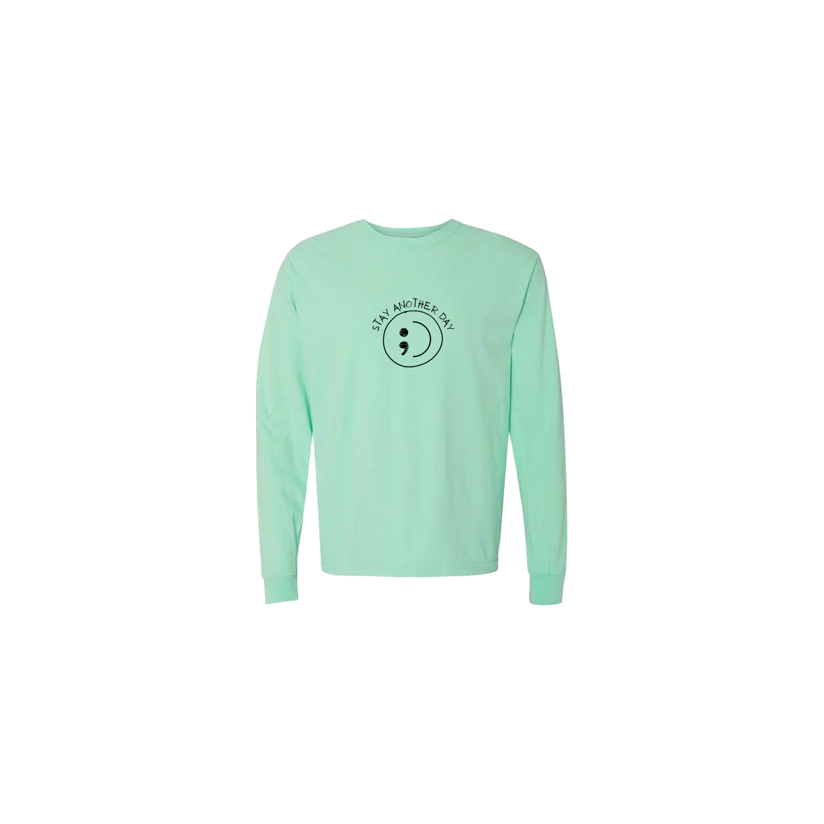 Stay Another Day Smiley Face Embroidered Long Sleeve T-shirt