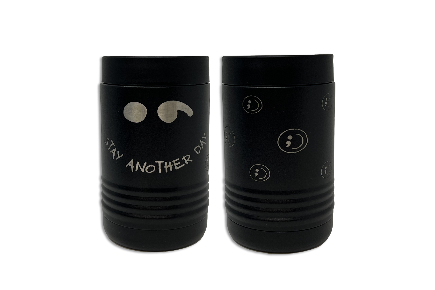 12oz Stay Another Day Smiley Full Wrap Engraved Koozie