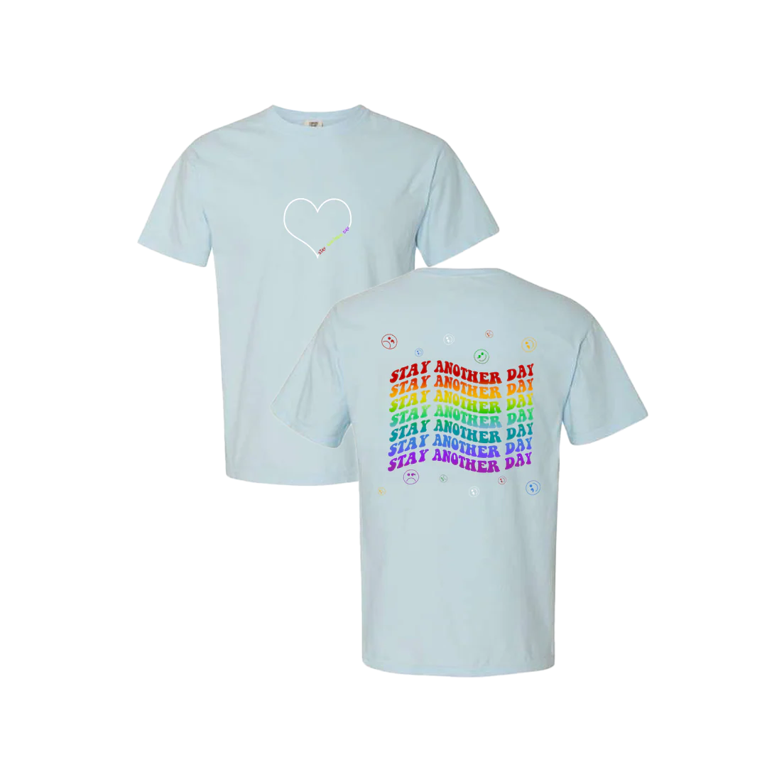 Stay Another Day Layered Rainbow Screen Printed T-shirt