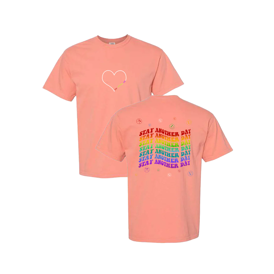 Stay Another Day Layered Rainbow Screen Printed T-shirt