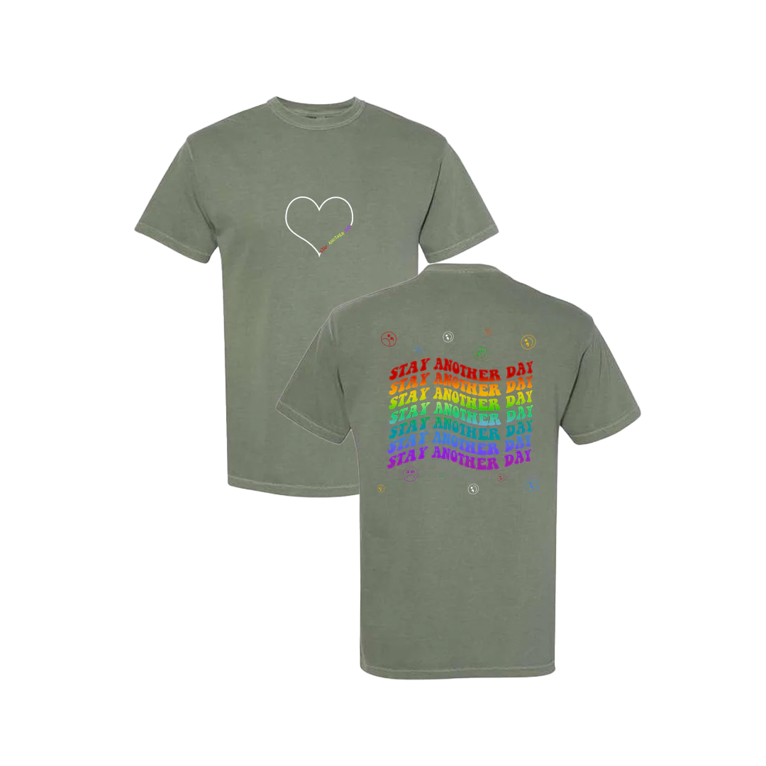 Stay Another Day Layered Rainbow Screen Printed T-shirt