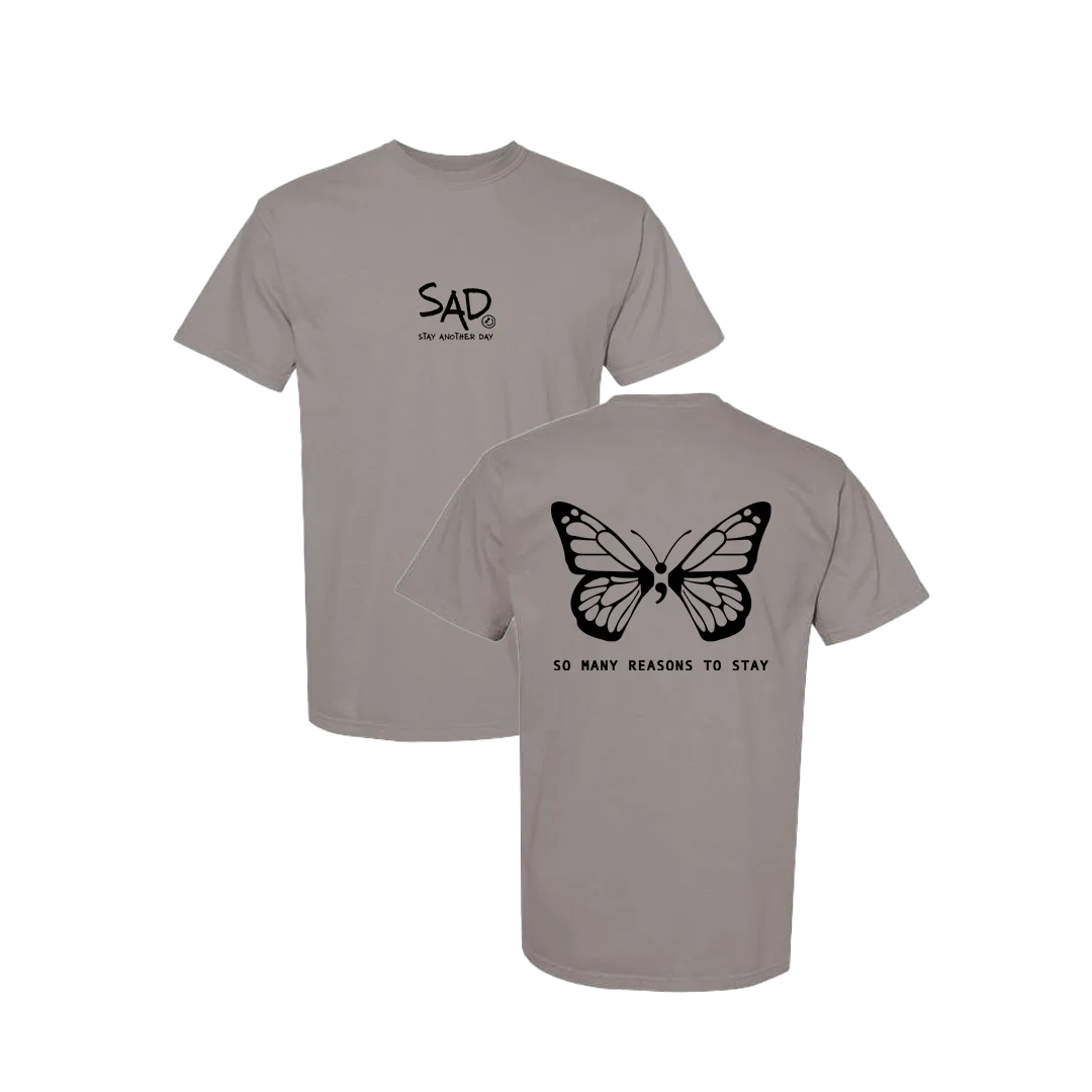 So Many Reasons To Stay Butterfly Screen Printed T-shirt