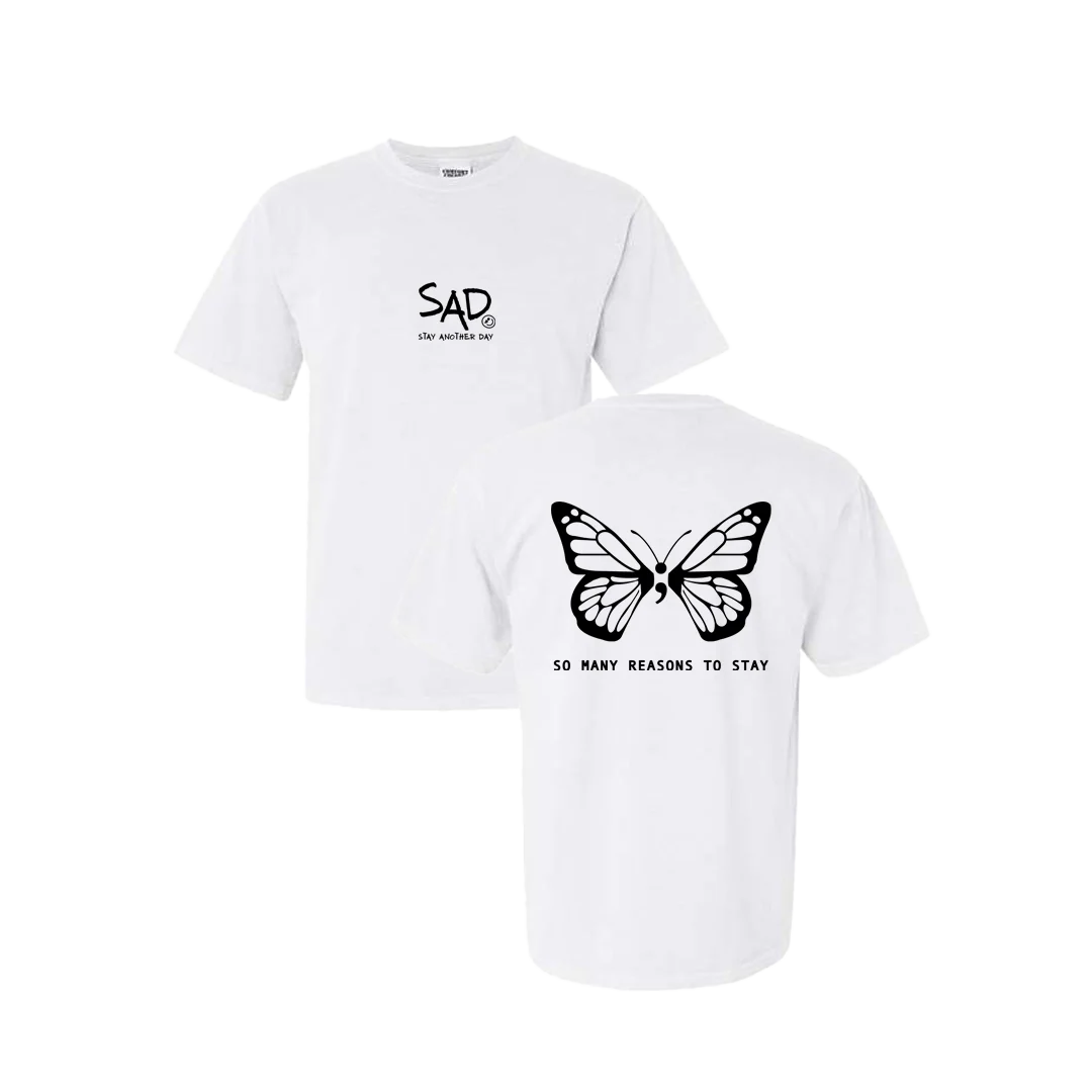 So Many Reasons To Stay Butterfly Screen Printed T-shirt